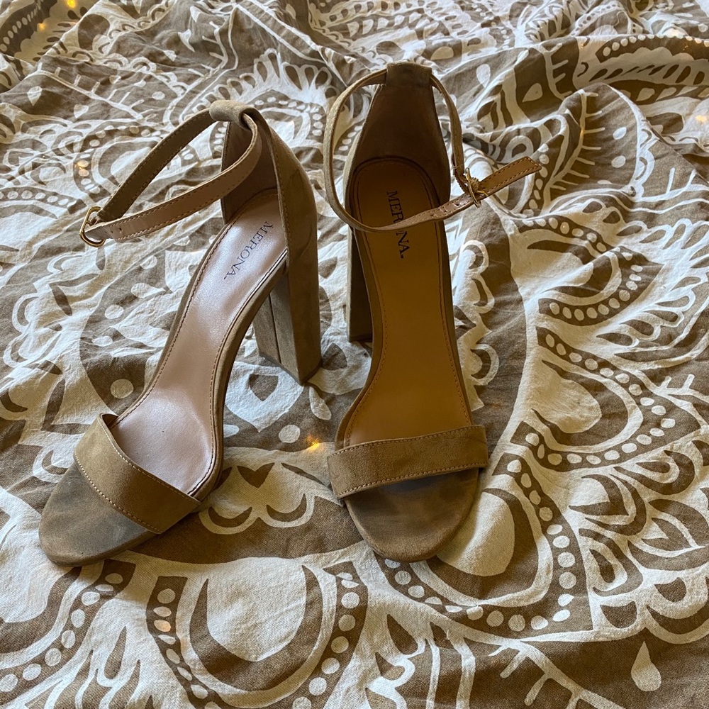 Tan Suede High Heel